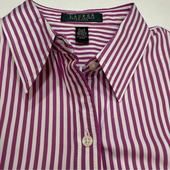 Lauren Ralph Lauren Womens Button Down Shirt Striped  Sz Large Petite NEW! - Picture 3 of 10